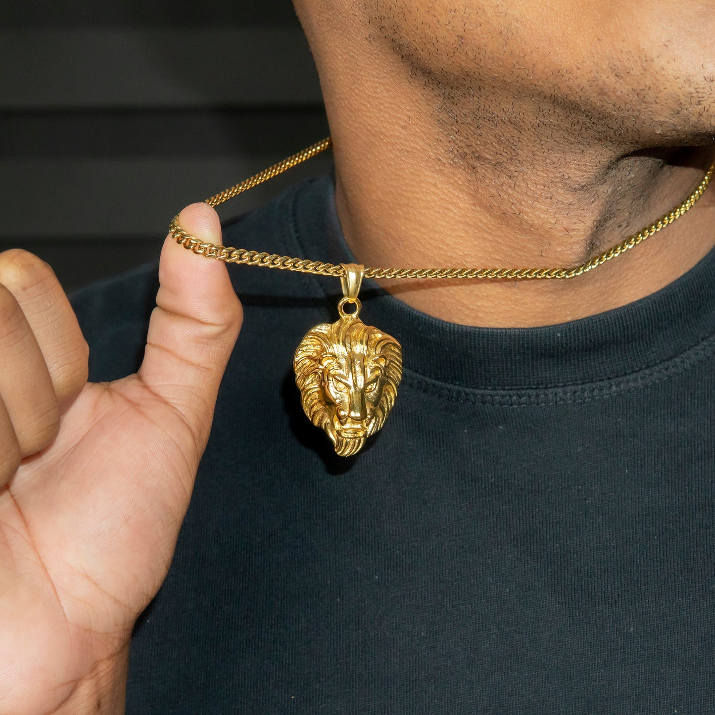 Mens Jewelry - 14K Gold Lion Head Necklace | Appx. 17 Grams