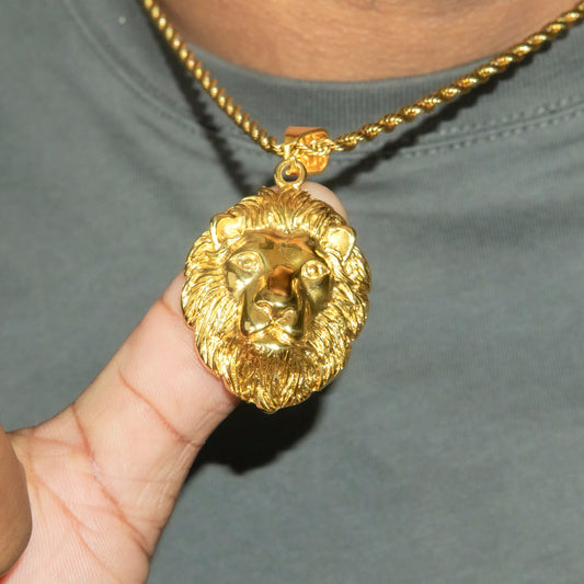 Mens Jewelry - 14K Gold Lion Head Necklace | Appx. 16 Grams