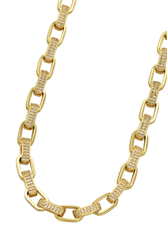Womens Jewelry - Gold  Iced Out VVS Hermes Link Chain