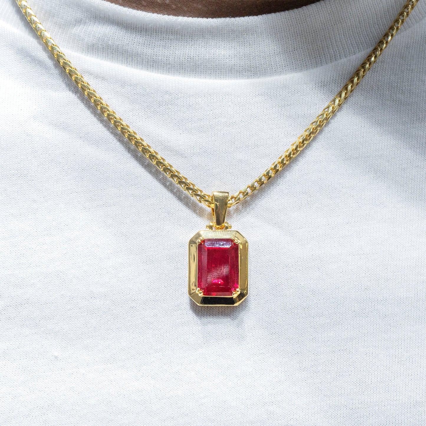 Mens Jewelry - Iced Out VVS Ruby Pendant | 6 Grams