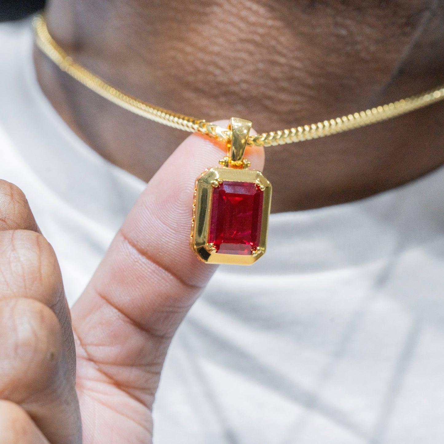 Mens Jewelry - Iced Out VVS Ruby Pendant | 6 Grams
