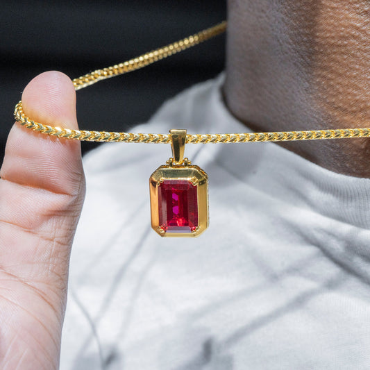 Mens Jewelry - Iced Out VVS Ruby Pendant | 6 Grams