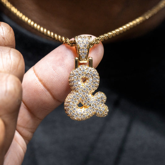Mens Jewelry - 14K Gold Iced Out VVS & Symbol Necklace | 7.8 Grams