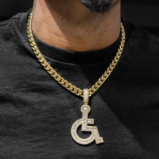 Mens Jewelry -  Gold Iced Out VVS Symbol Necklace | Appx. 28 Grams