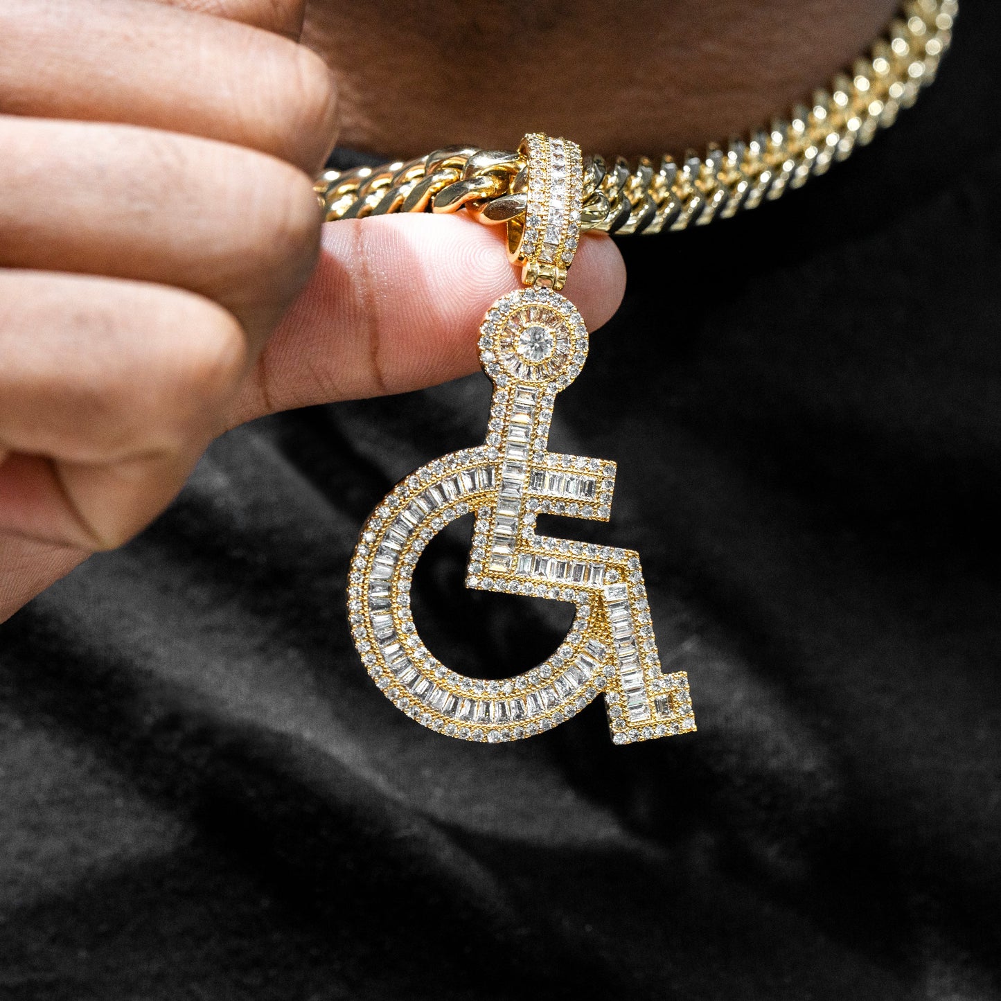 Mens Jewelry -  Gold Iced Out VVS Symbol Necklace | Appx. 28 Grams