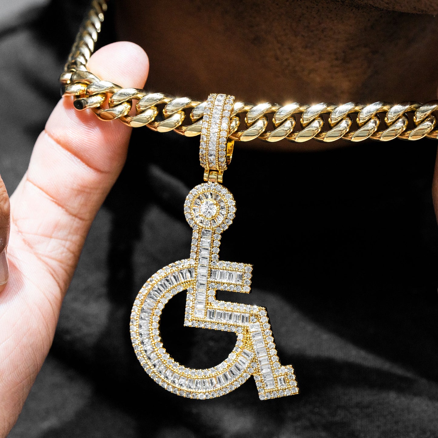 Mens Jewelry -  Gold Iced Out VVS Symbol Necklace | Appx. 28 Grams