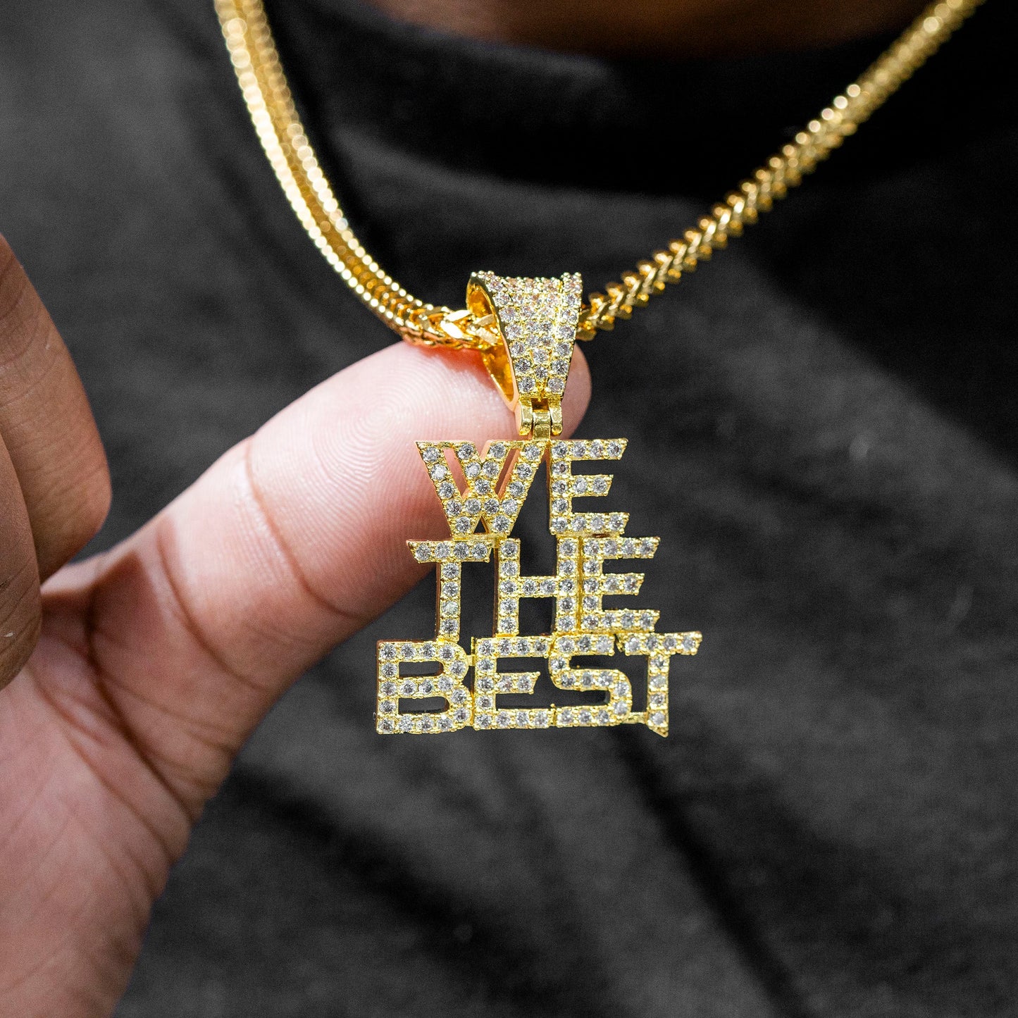 Mens Jewelry -  Gold Iced Out VVS We The Best Necklace | Appx. 16.4 Grams