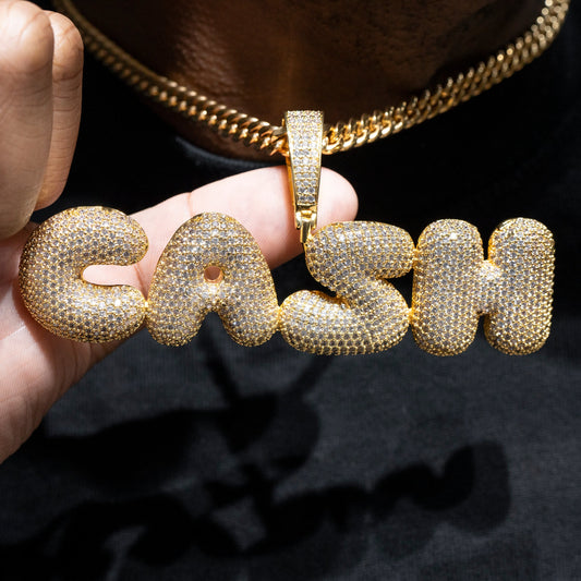 Mens Jewelry -  Gold Iced Out VVS CASH Necklace | Appx. 48 Grams
