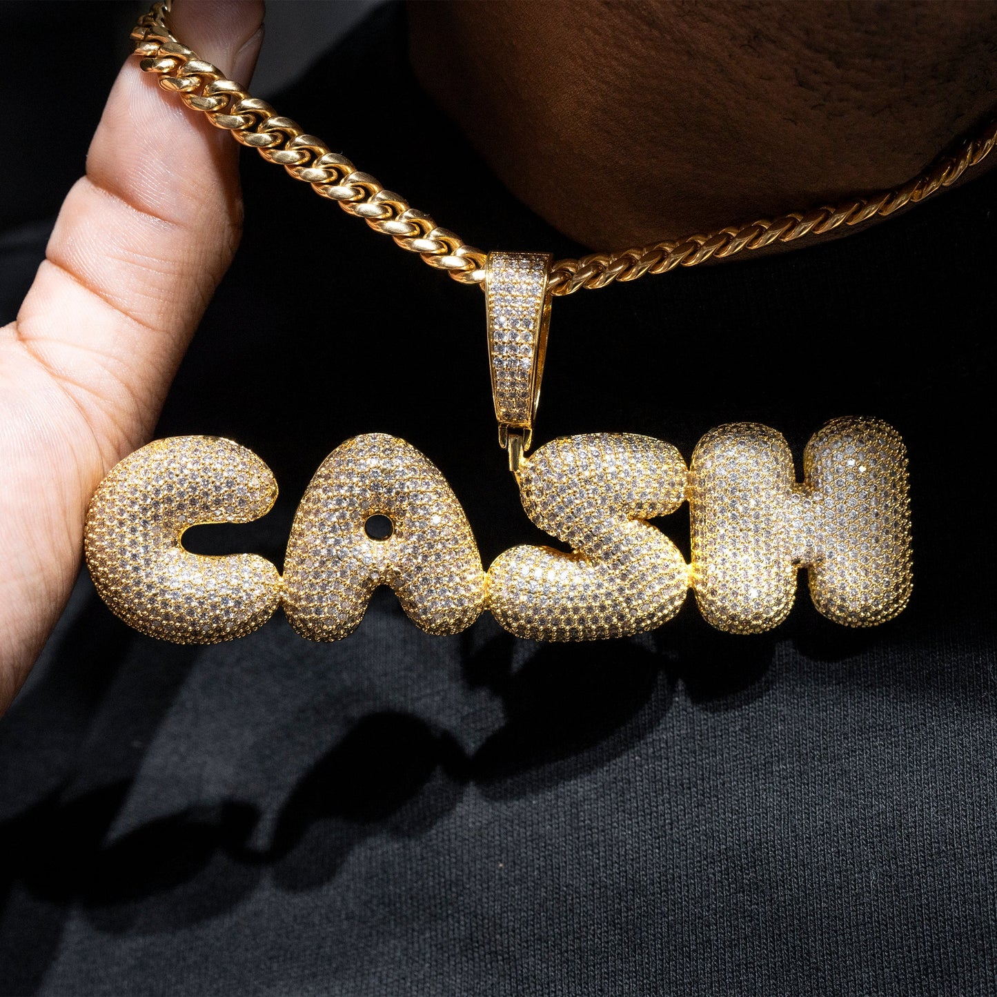 Mens Jewelry -  Gold Iced Out VVS CASH Necklace | Appx. 48 Grams