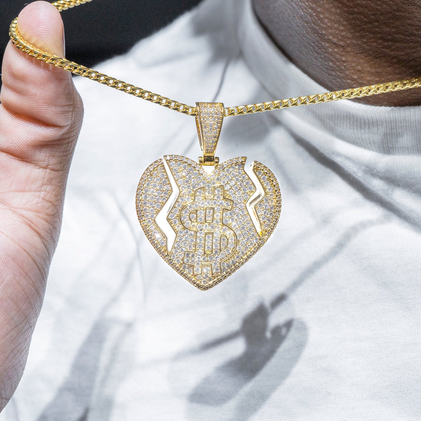 Mens Jewelry - Iced Out VVS Broken Heart Pendant | 40 Grams