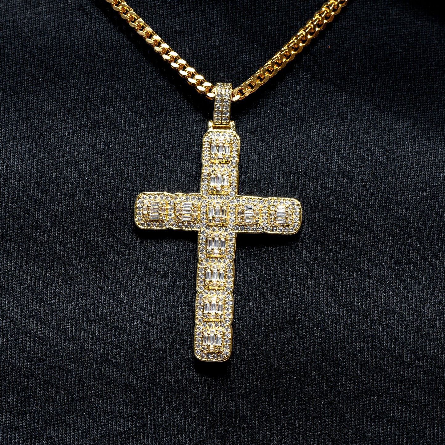 Mens Jewelry - Iced Out VVS Baguette Cluster Cross Pendant | 13.2 Grams