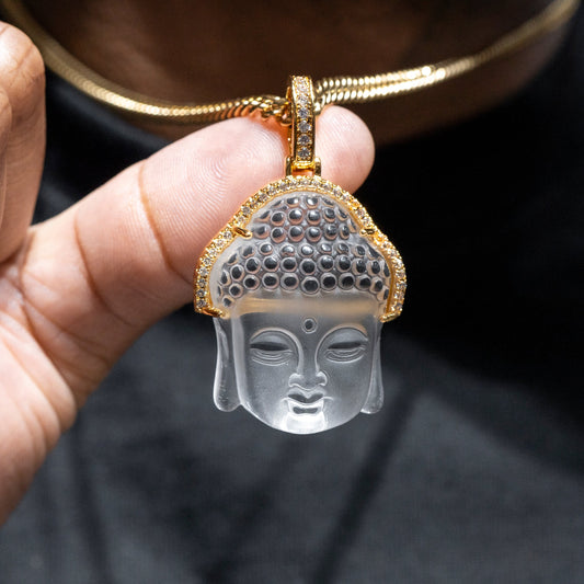 Mens Jewelry -  Gold Iced Out VVS Buddha Necklace | Appx. 24.5 Grams