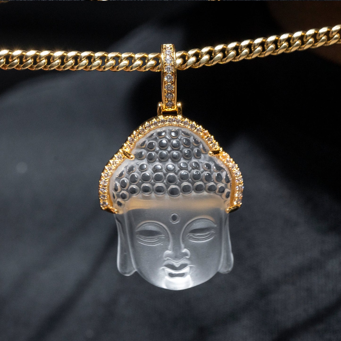 Mens Jewelry -  Gold Iced Out VVS Buddha Necklace | Appx. 24.5 Grams