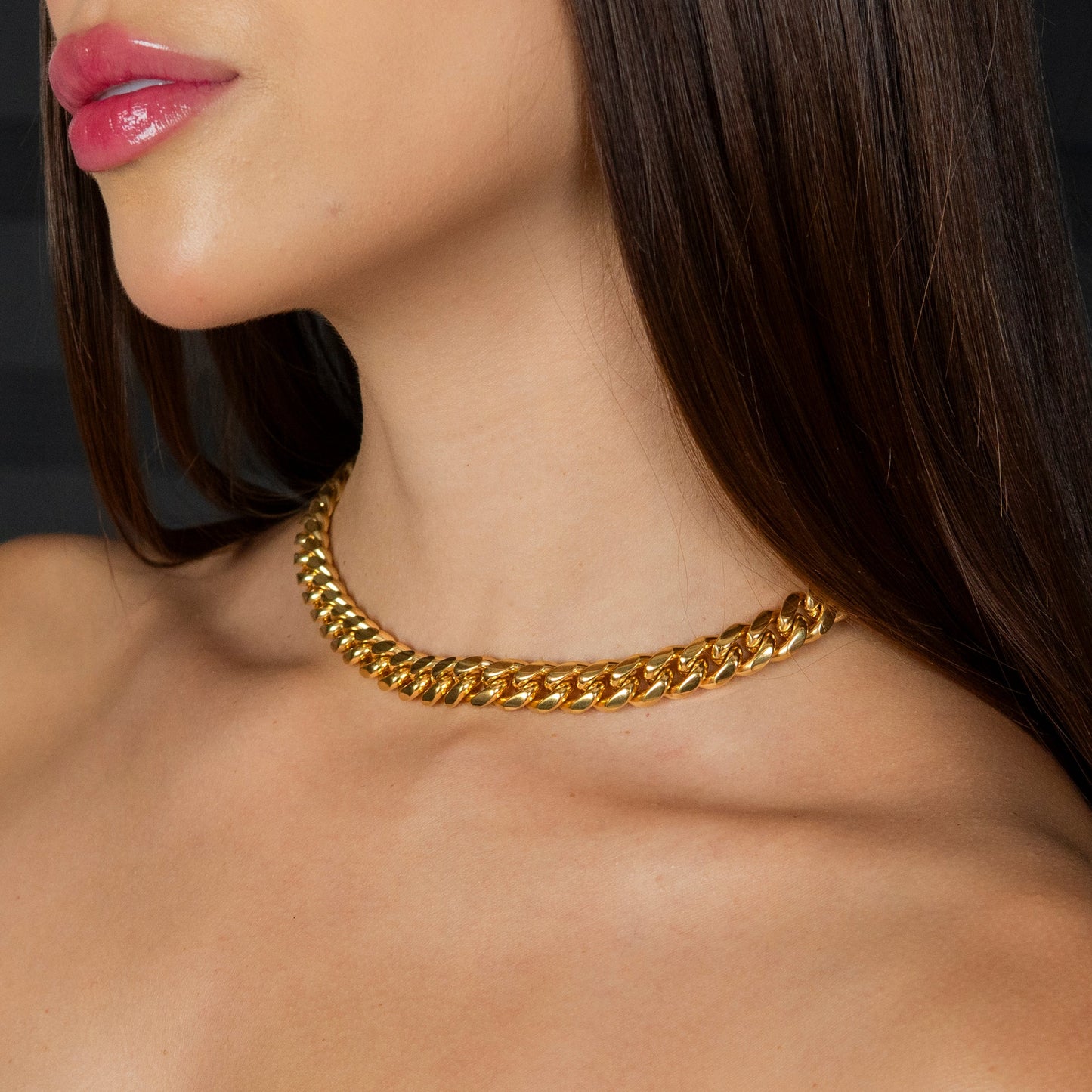 Gold Jewelry - Womens 14K Gold Chain Solid Miami Cuban Link