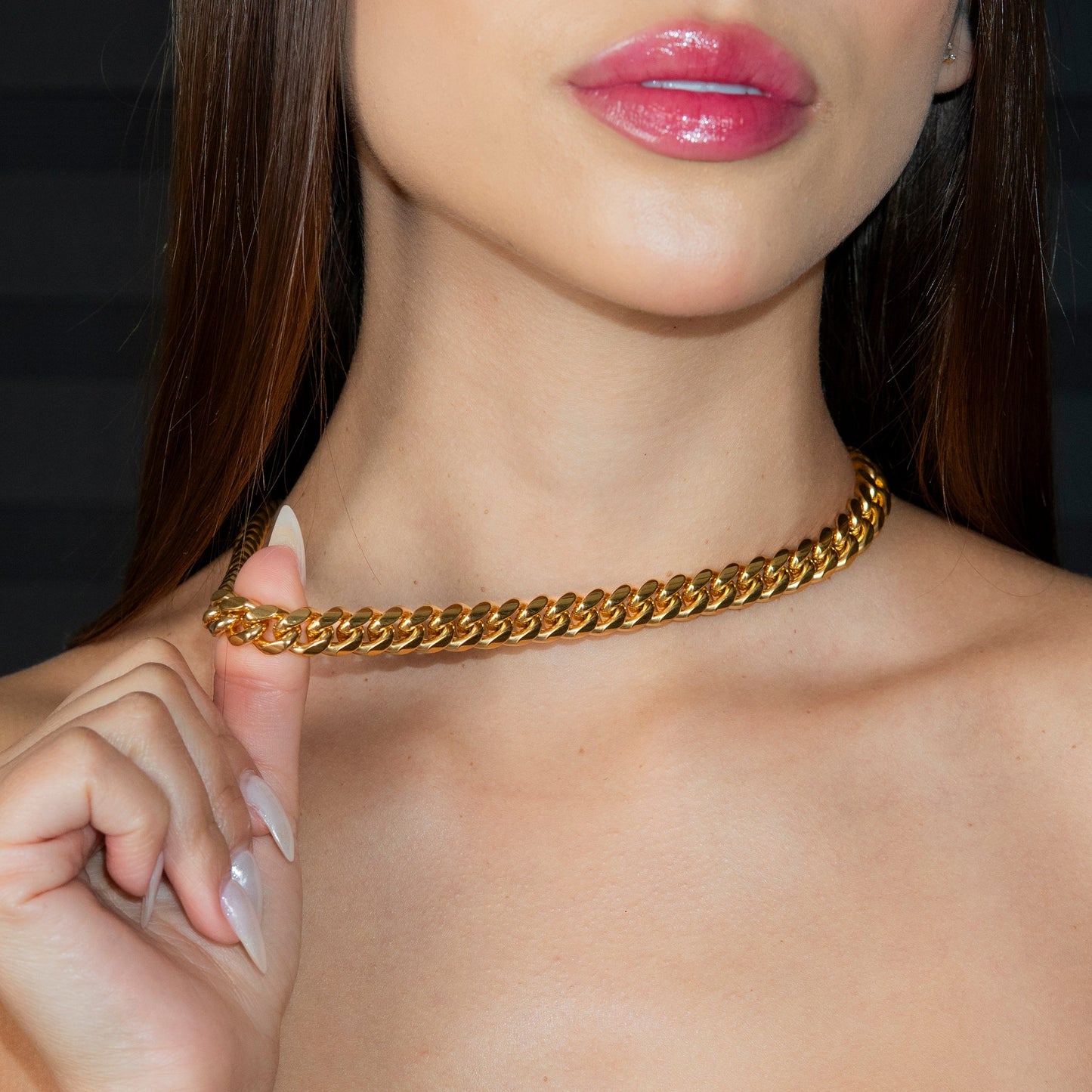 Gold Jewelry - Womens 14K Gold Chain Solid Miami Cuban Link