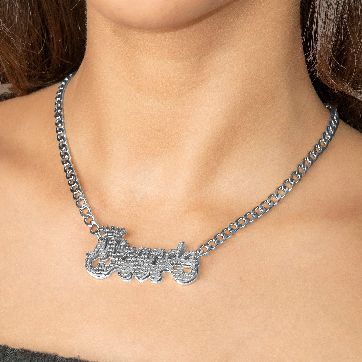 Women Jewelry - White Gold Name Necklace | Style # N46