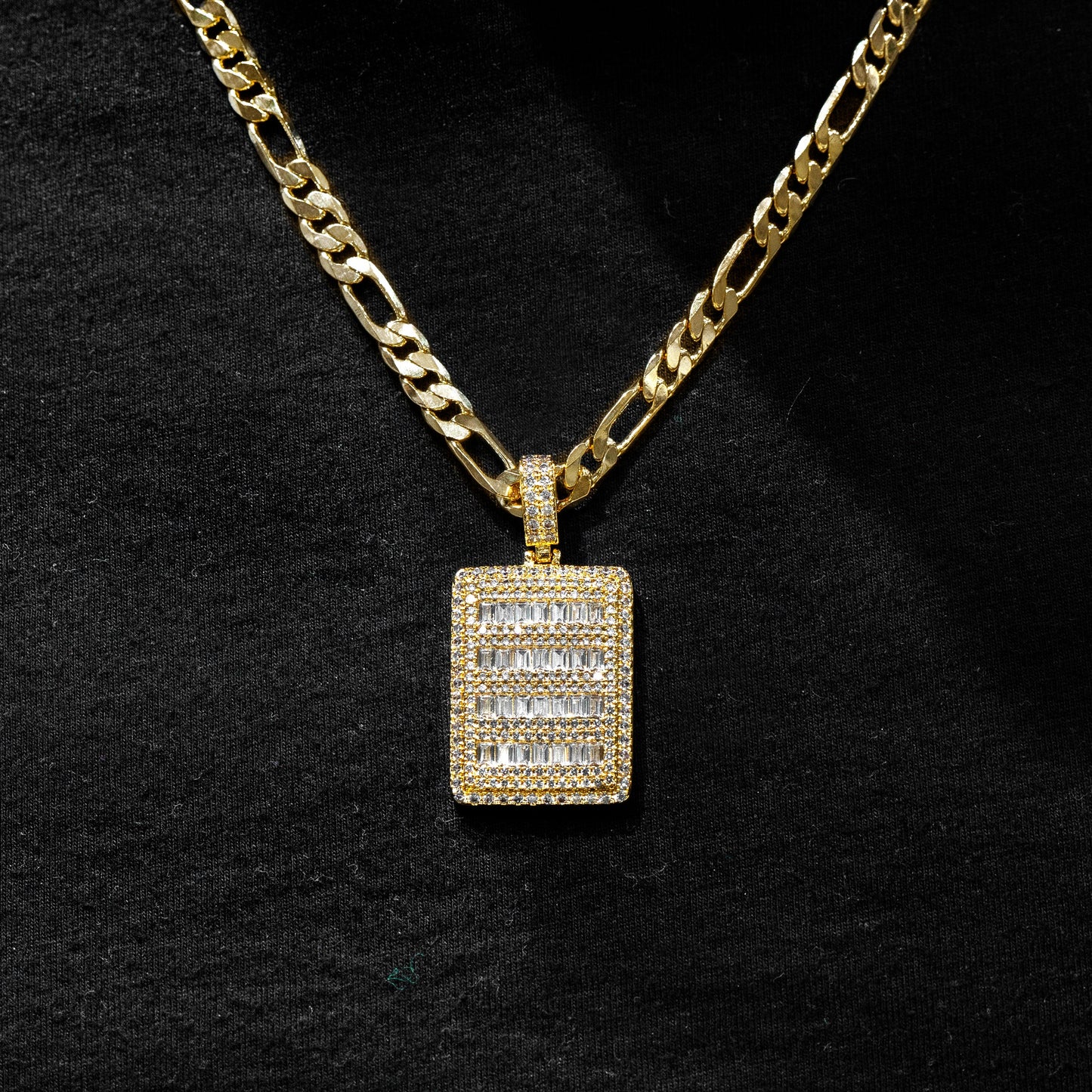 Mens Jewelry - Iced Out VVS Baguette Dog Tag Pendant | 10 Grams