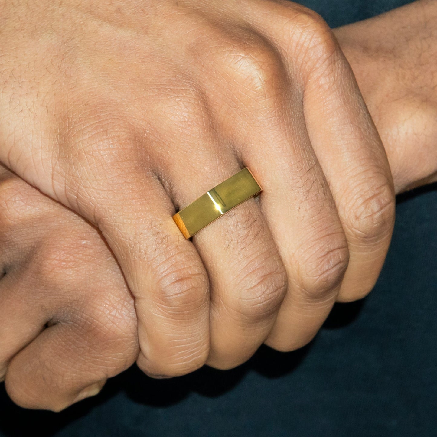 Mens Jewelry - Hexagon Gold Wedding Ring | 8 Grams