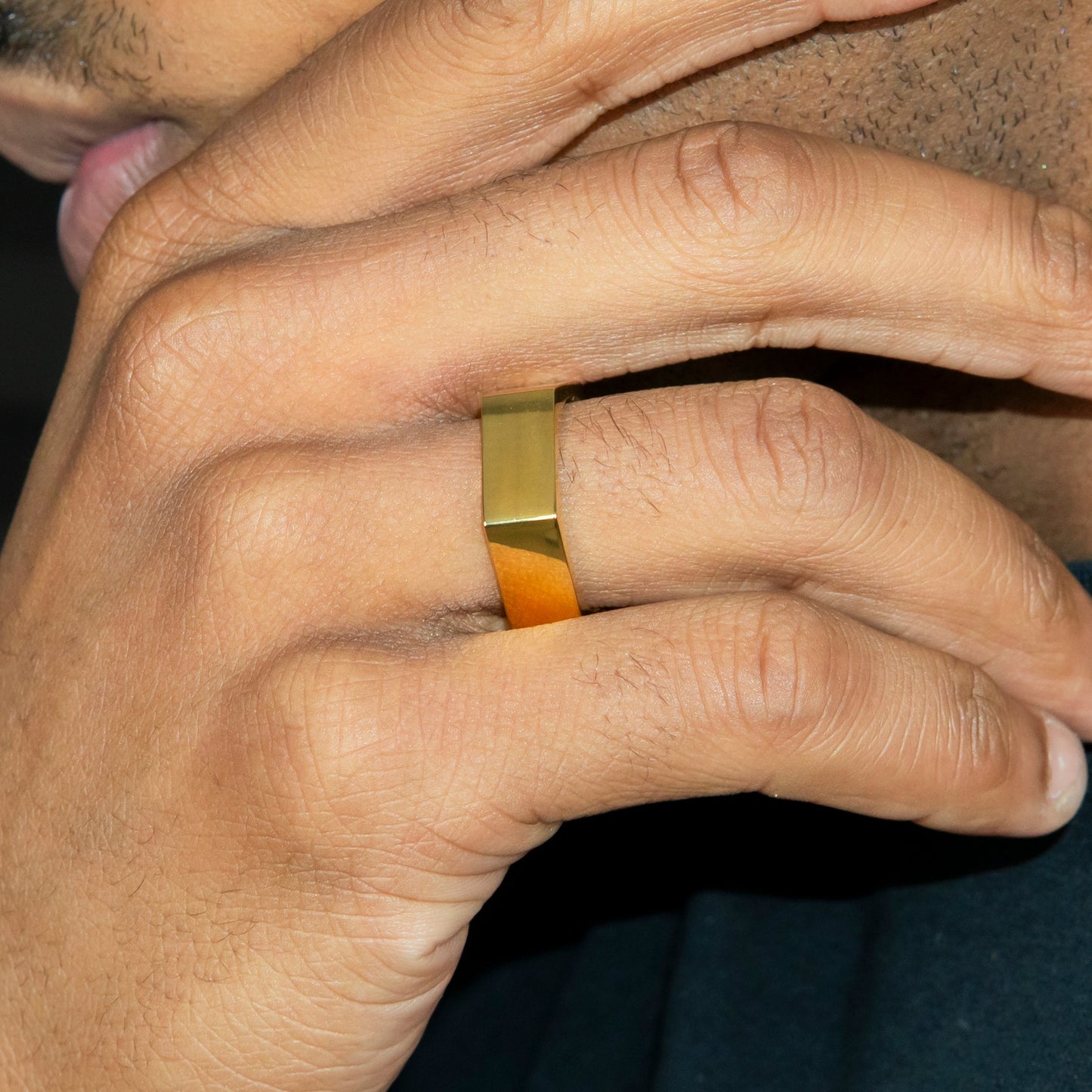 Mens Jewelry - Hexagon Gold Wedding Ring | 8 Grams