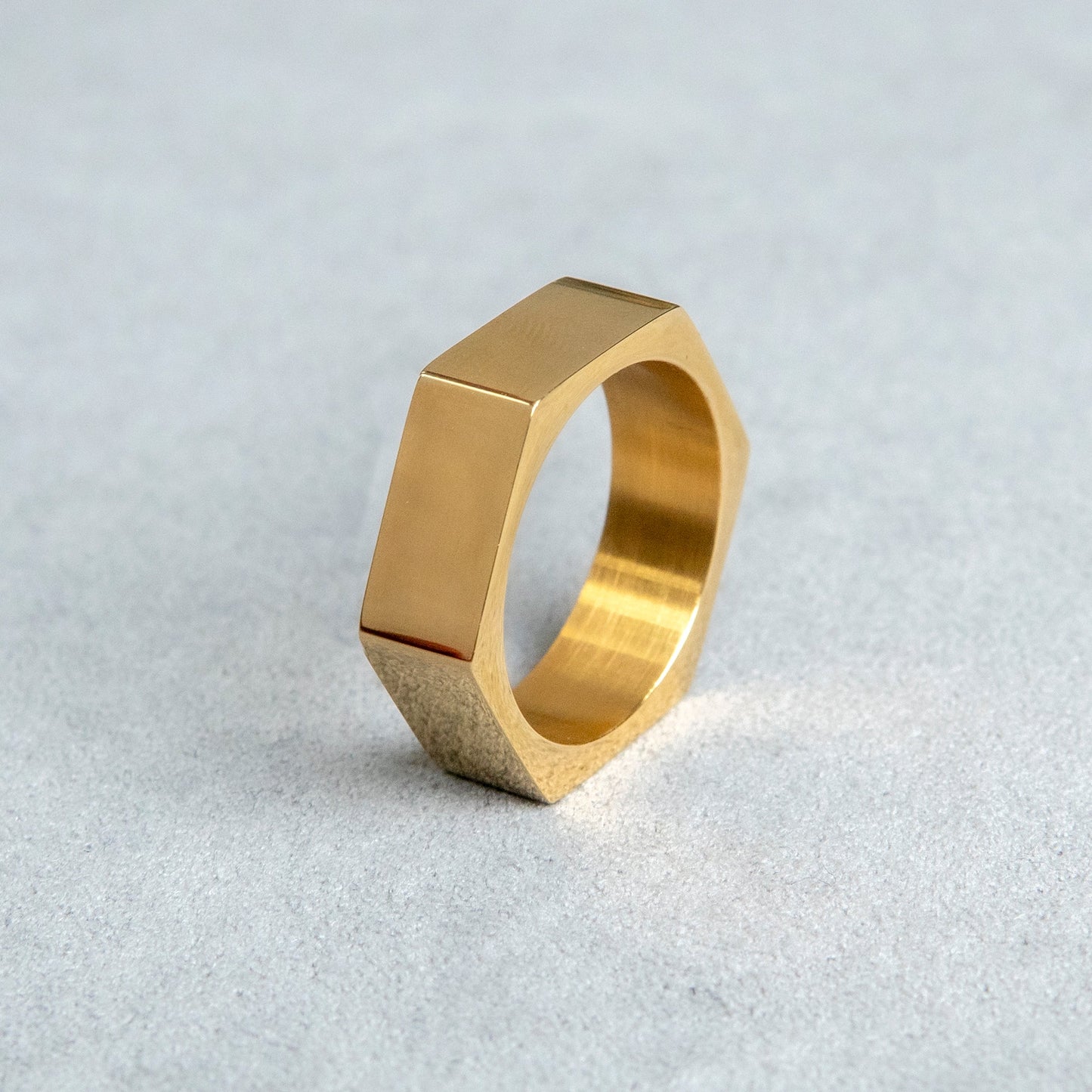 Mens Jewelry - Hexagon Gold Wedding Ring | 8 Grams