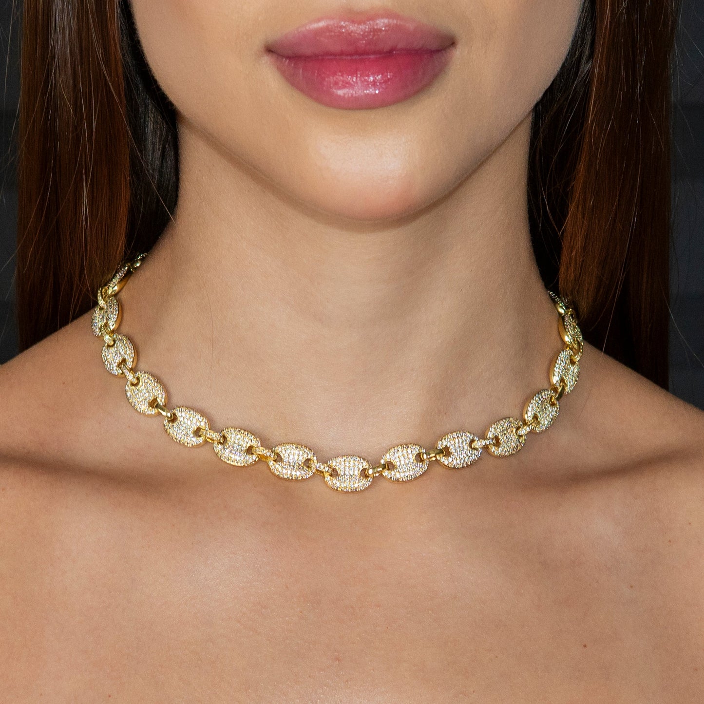 Gold Jewelry - Womens Gold Iced Out VVS Puff Chain