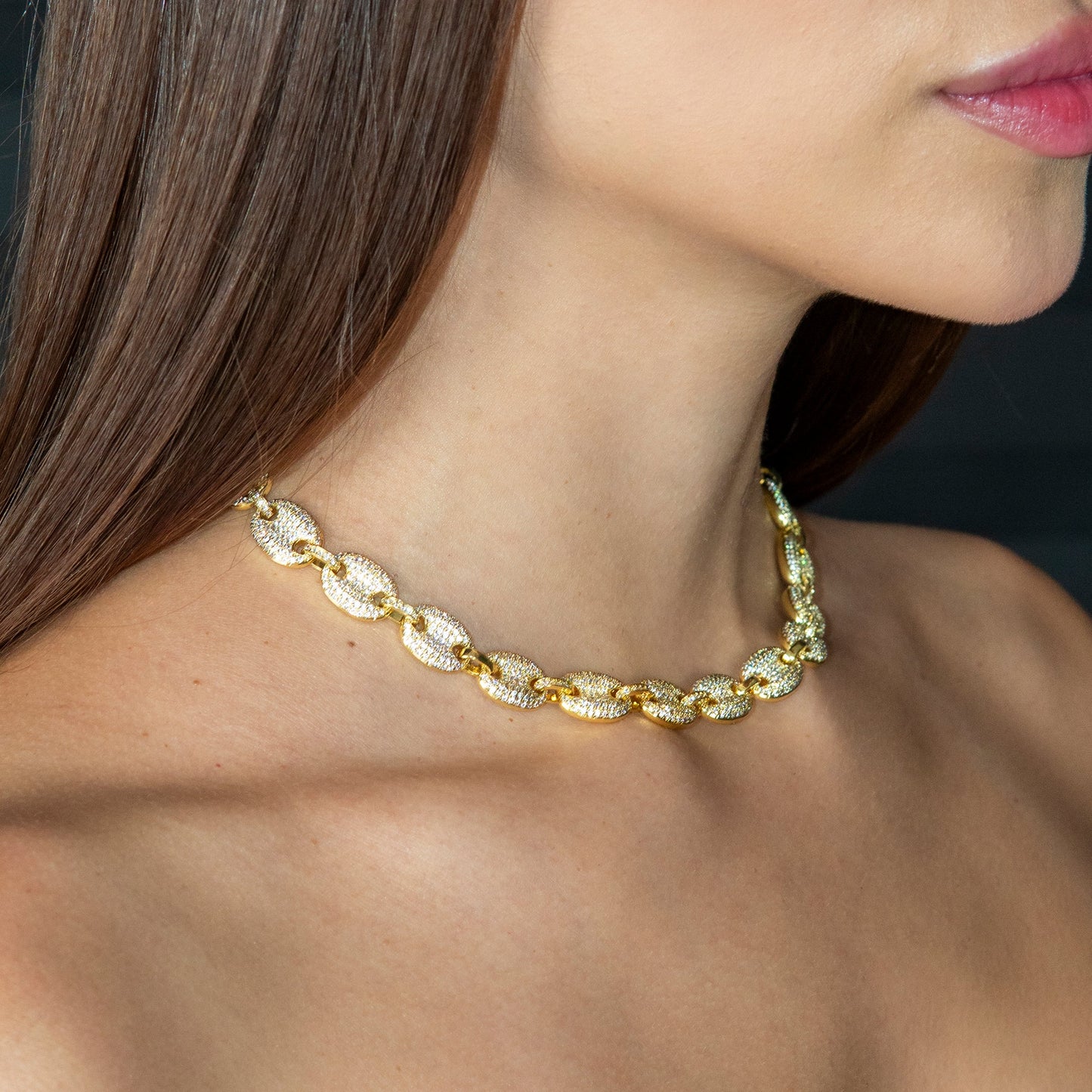 Gold Jewelry - Womens Gold Iced Out VVS Puff Chain