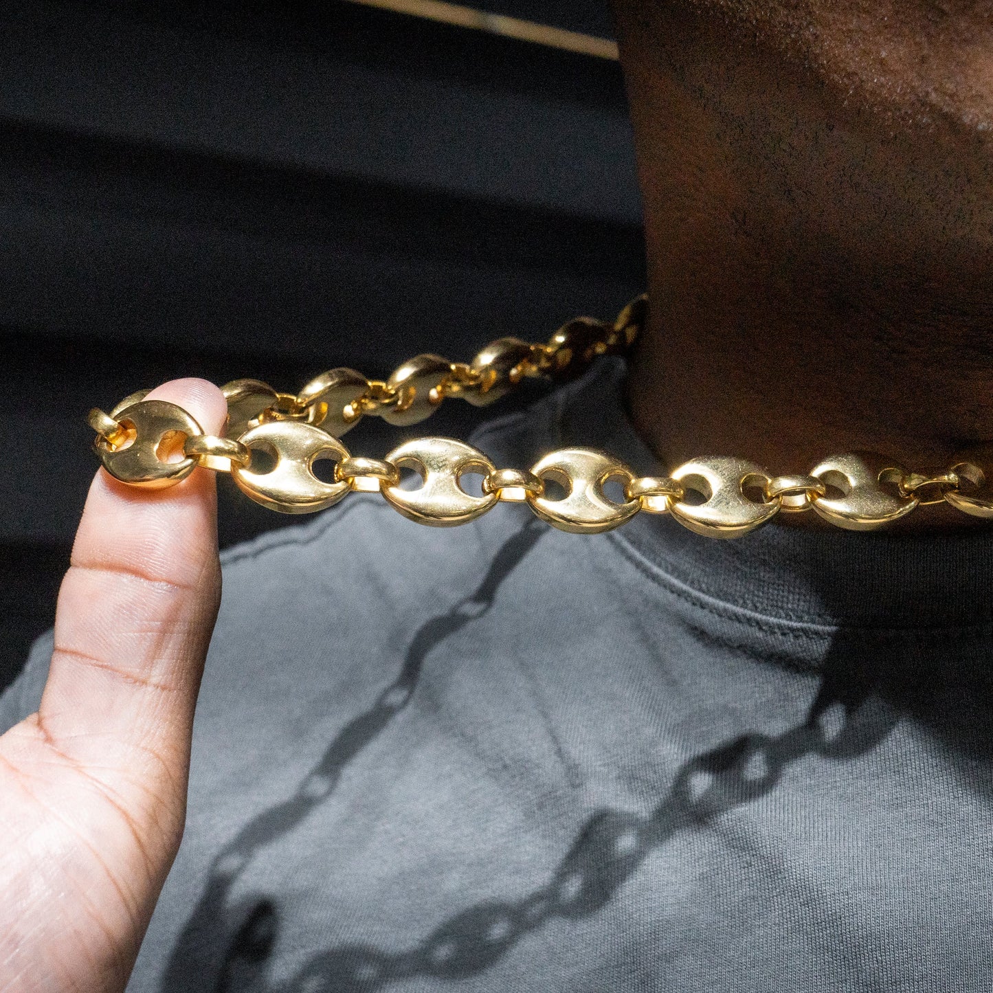 Mens Jewelry - Mens 14K Gold Puff Chain & Bracelet