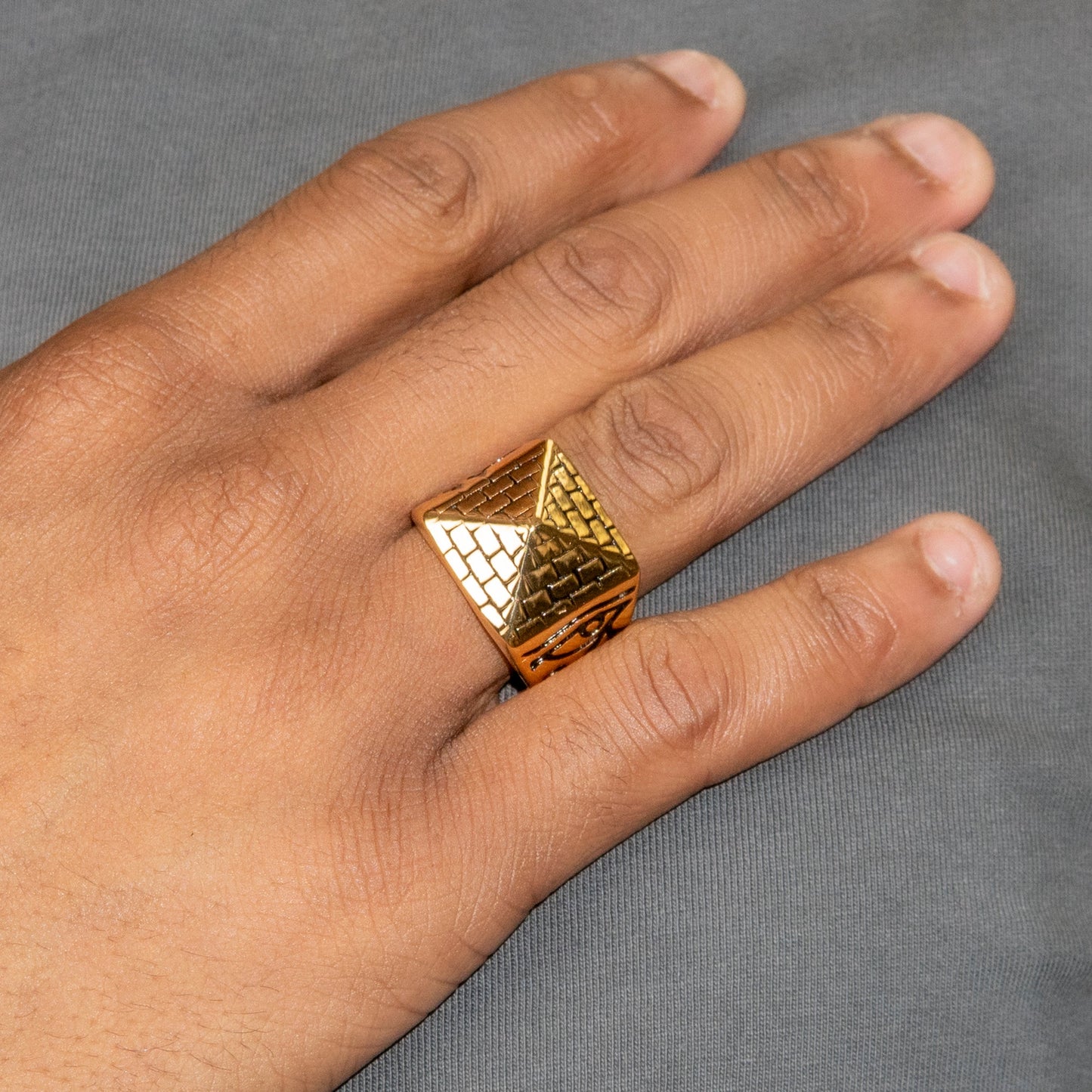 Mens Jewelry - Pyramid Gold Pinky Ring | 20 Grams