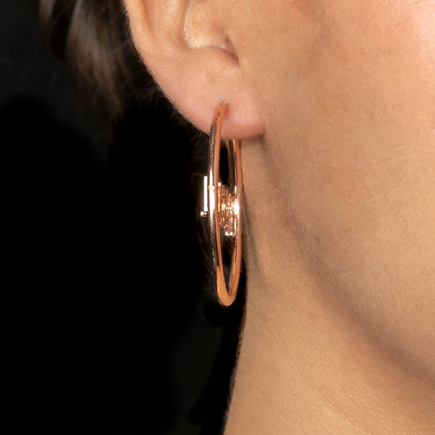 Women Jewelry - 14K Rose Gold Hoop Earrings | Style # E12