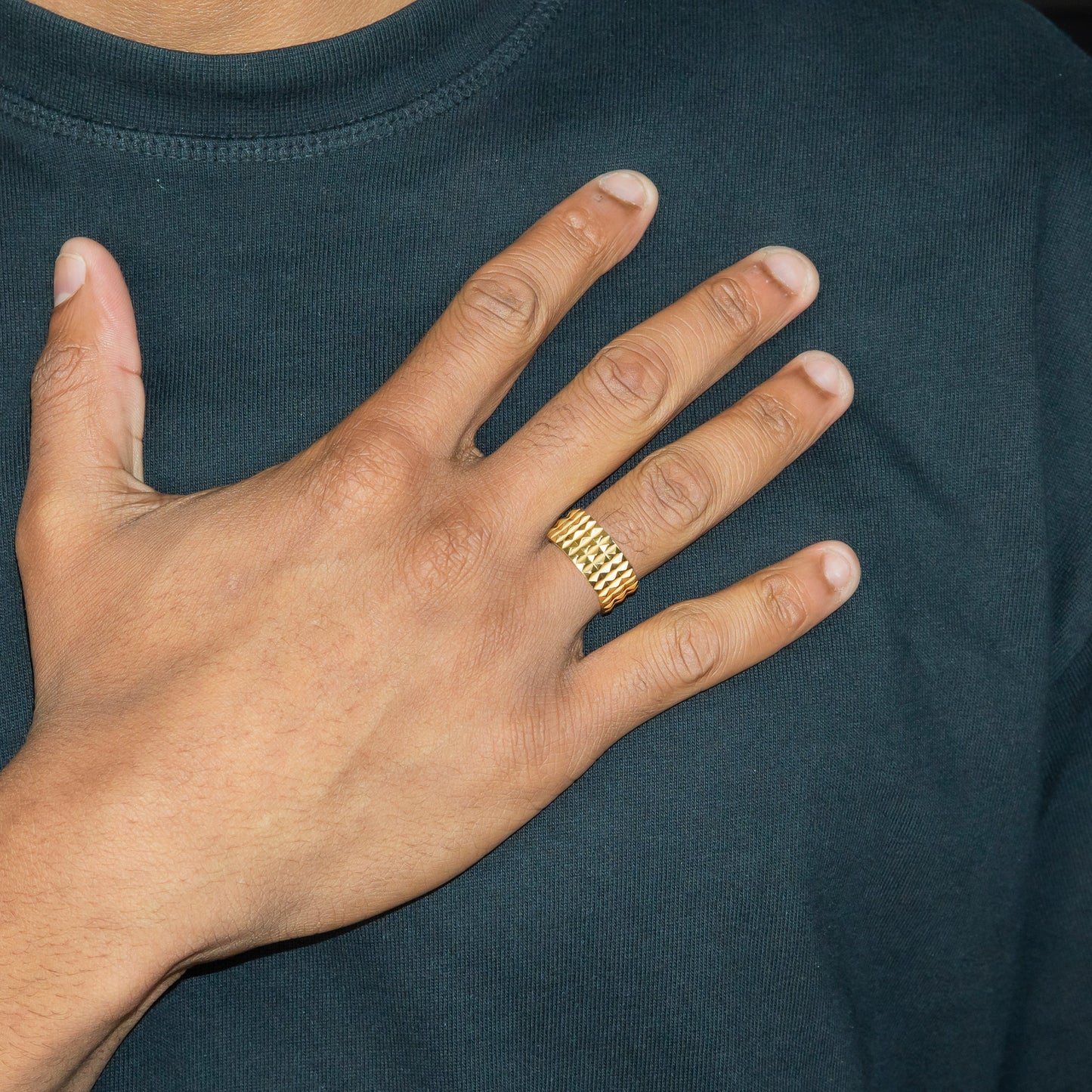 Mens Jewelry - Gold Spikey Wedding Ring | 7.3 Grams