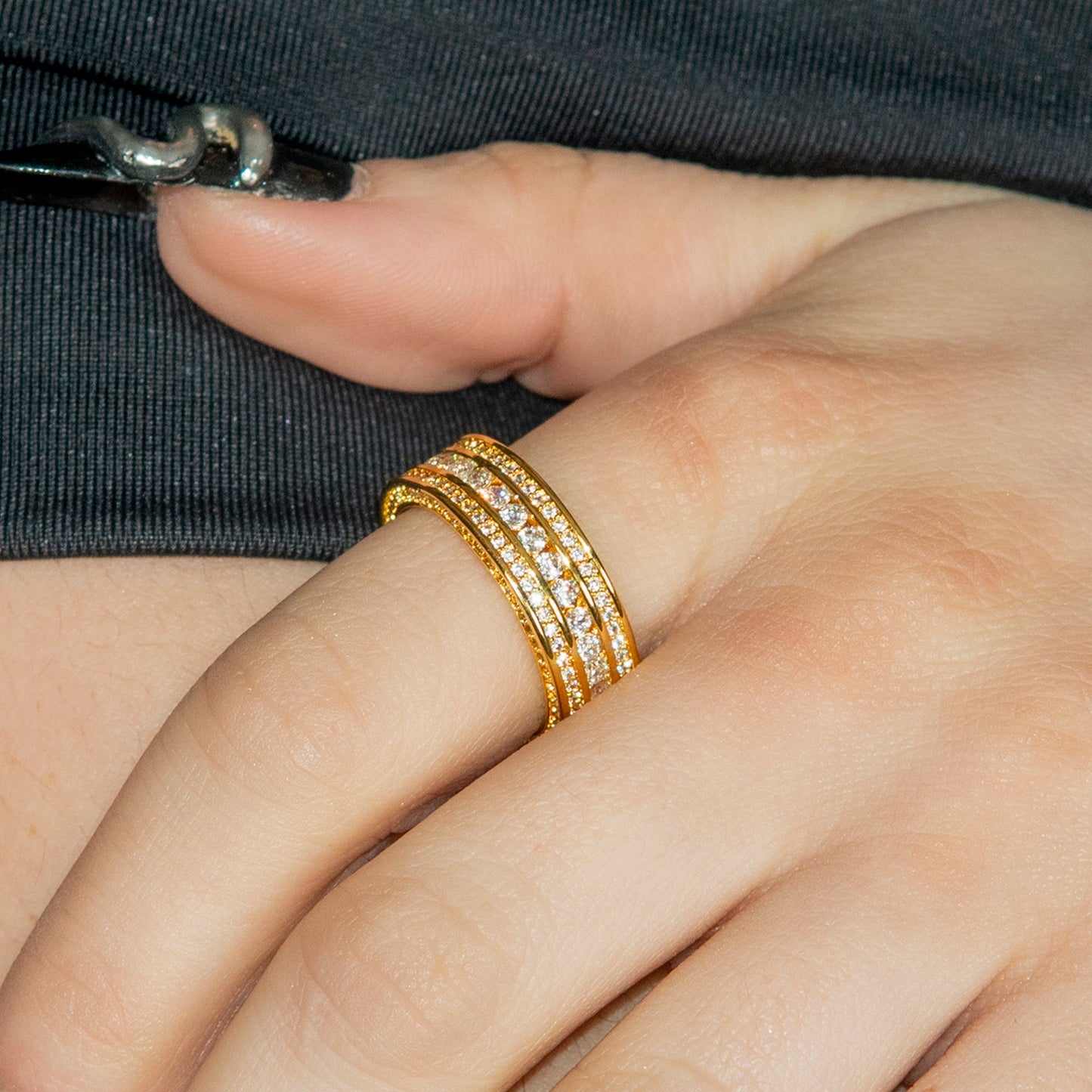Womens Jewelry - 14K Gold Iced Out VVS Eternity Ring | 4.8 Grams