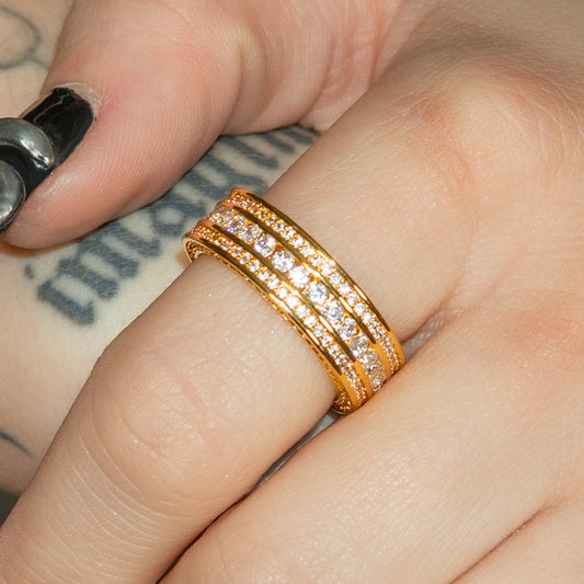 Womens Jewelry - 14K Gold Iced Out VVS Eternity Ring | 4.8 Grams