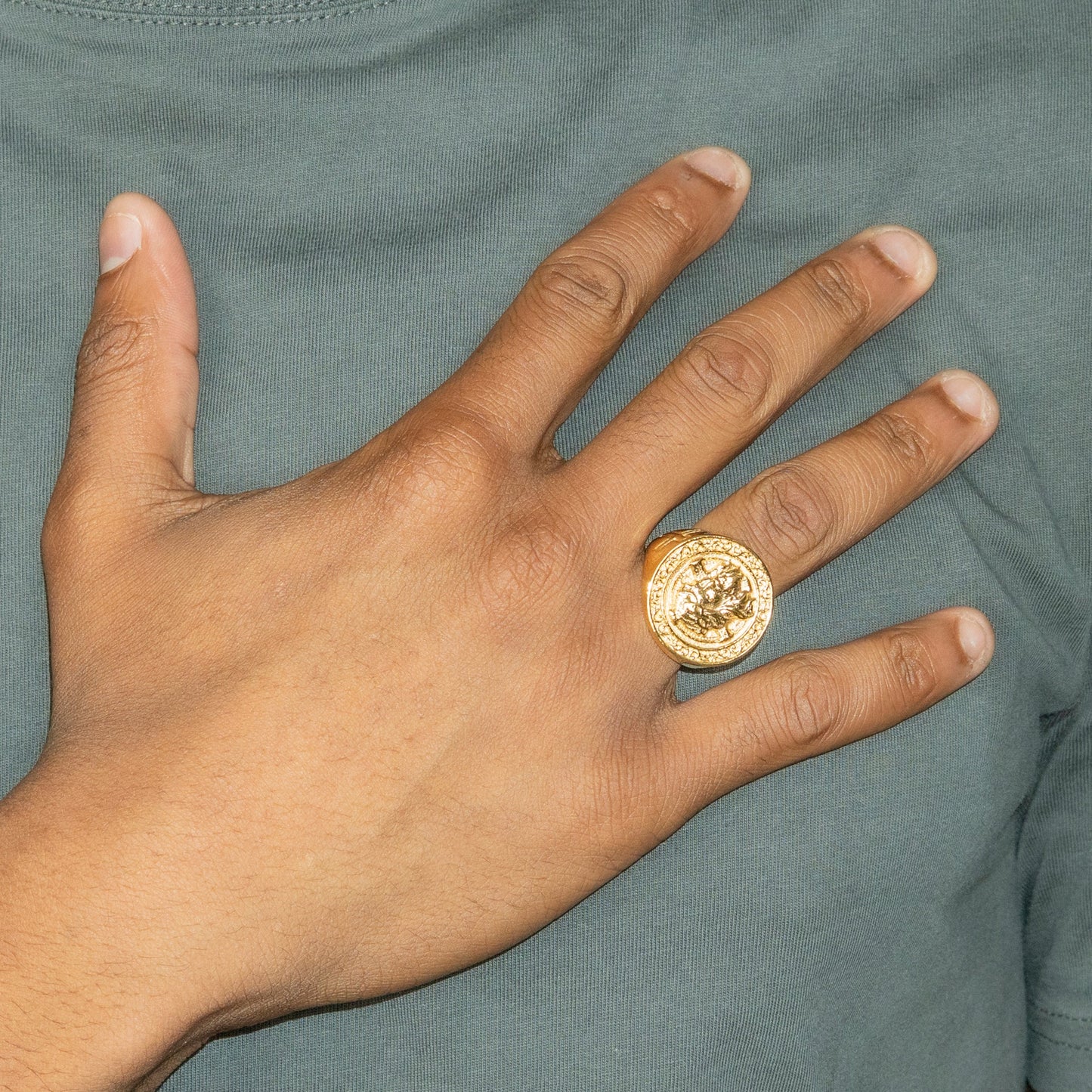 Mens Jewelry - Jesus Head Gold Pinky Ring | 20 Grams