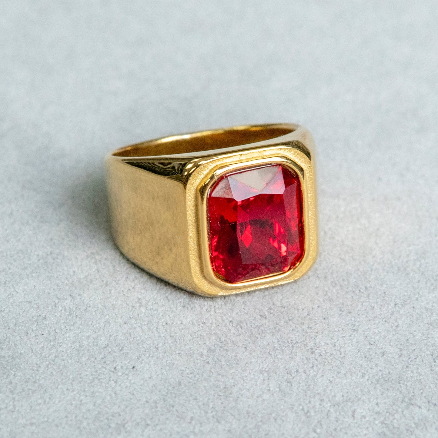 Mens Jewelry - Ruby Gold Pinky Ring | 15 Grams