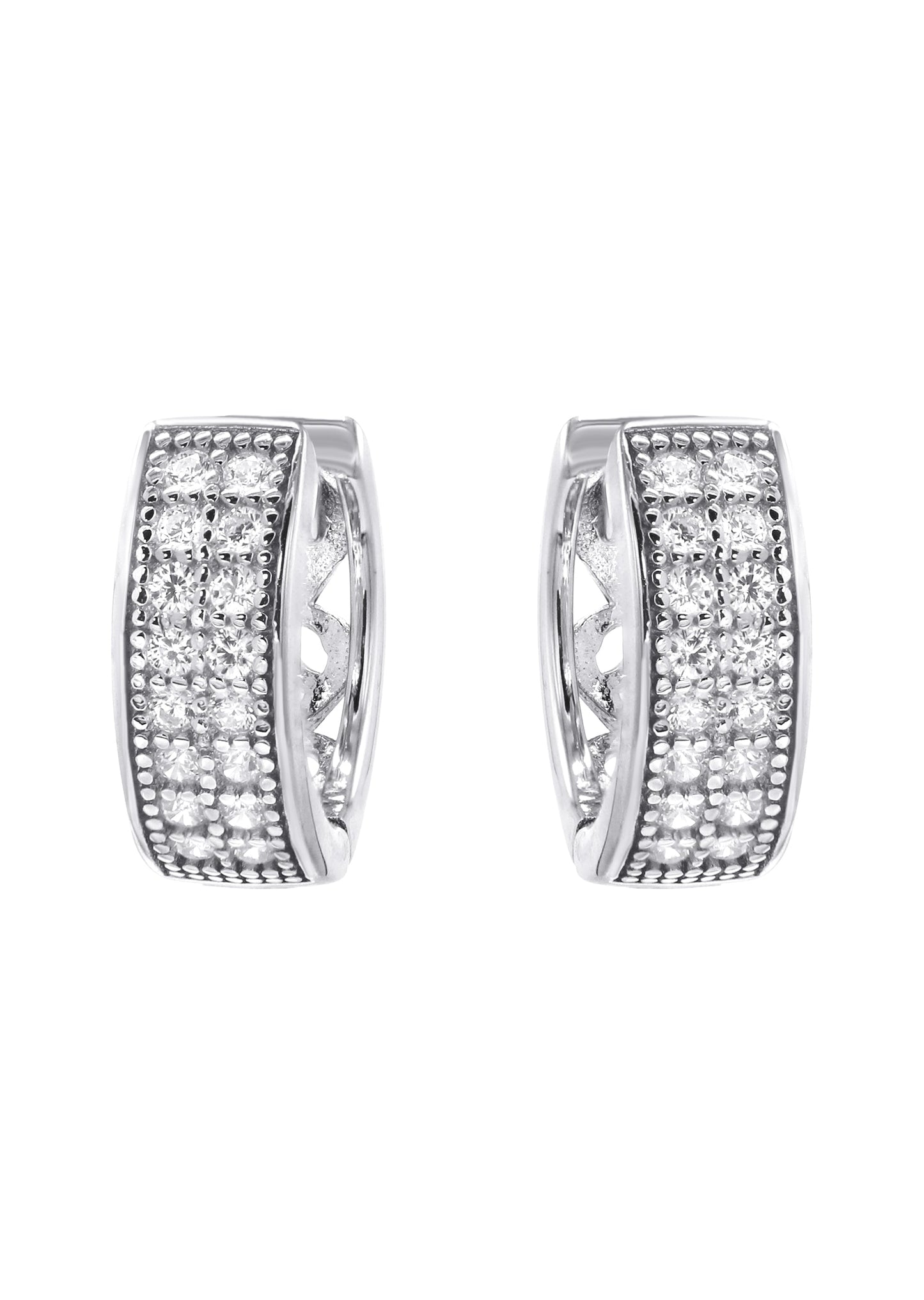 Mens Jewelry - Silver Iced Out VVS Hoop Earrings for Men | Appx. 2.6 Grams