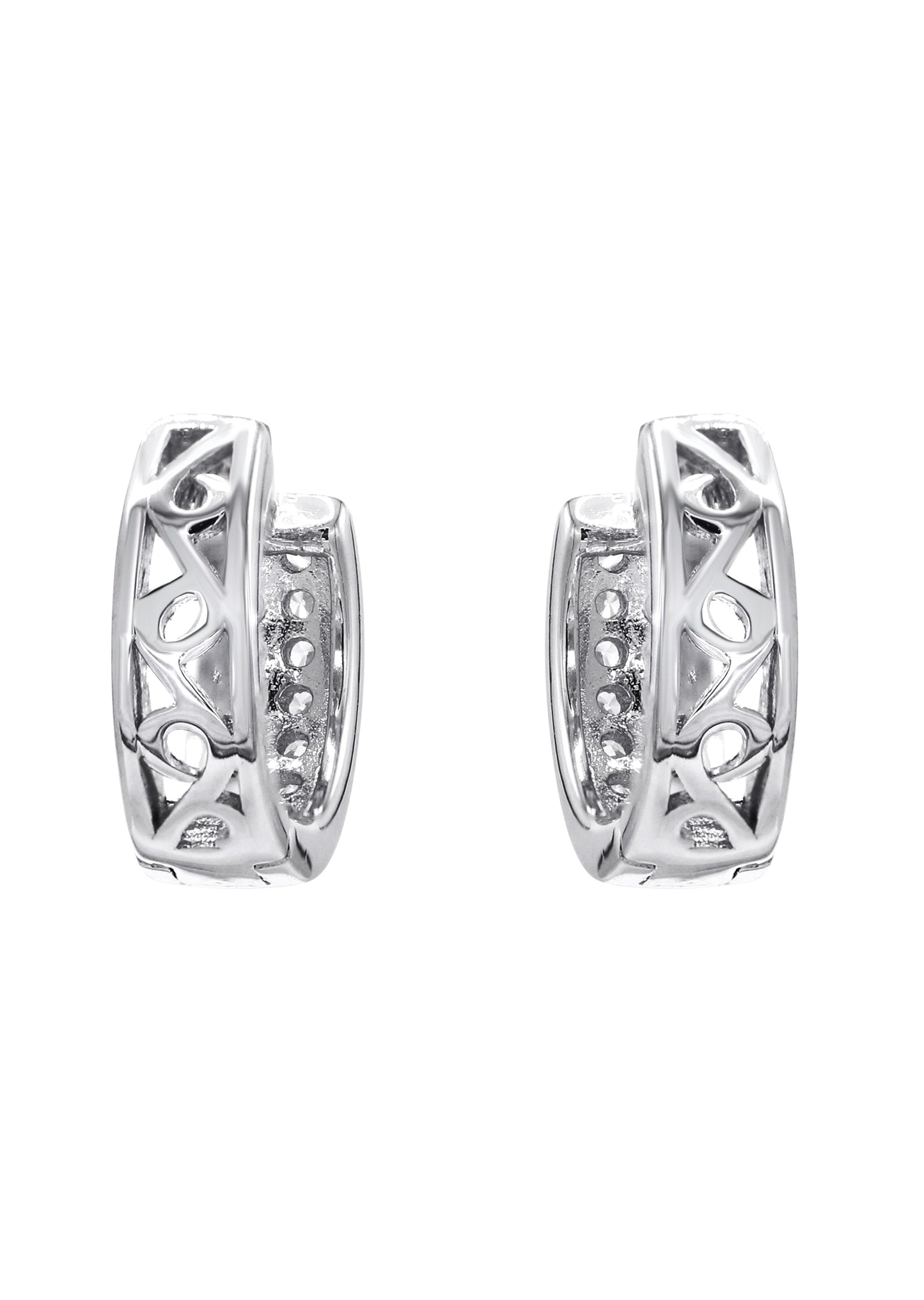 Mens Jewelry - Silver Iced Out VVS Hoop Earrings for Men | Appx. 2.6 Grams