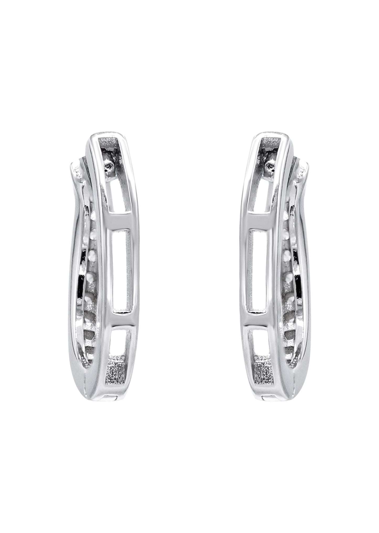 Mens Jewelry - Silver Round Iced Out VVS Stud Earrings for Men | Appx. 1.5 Grams