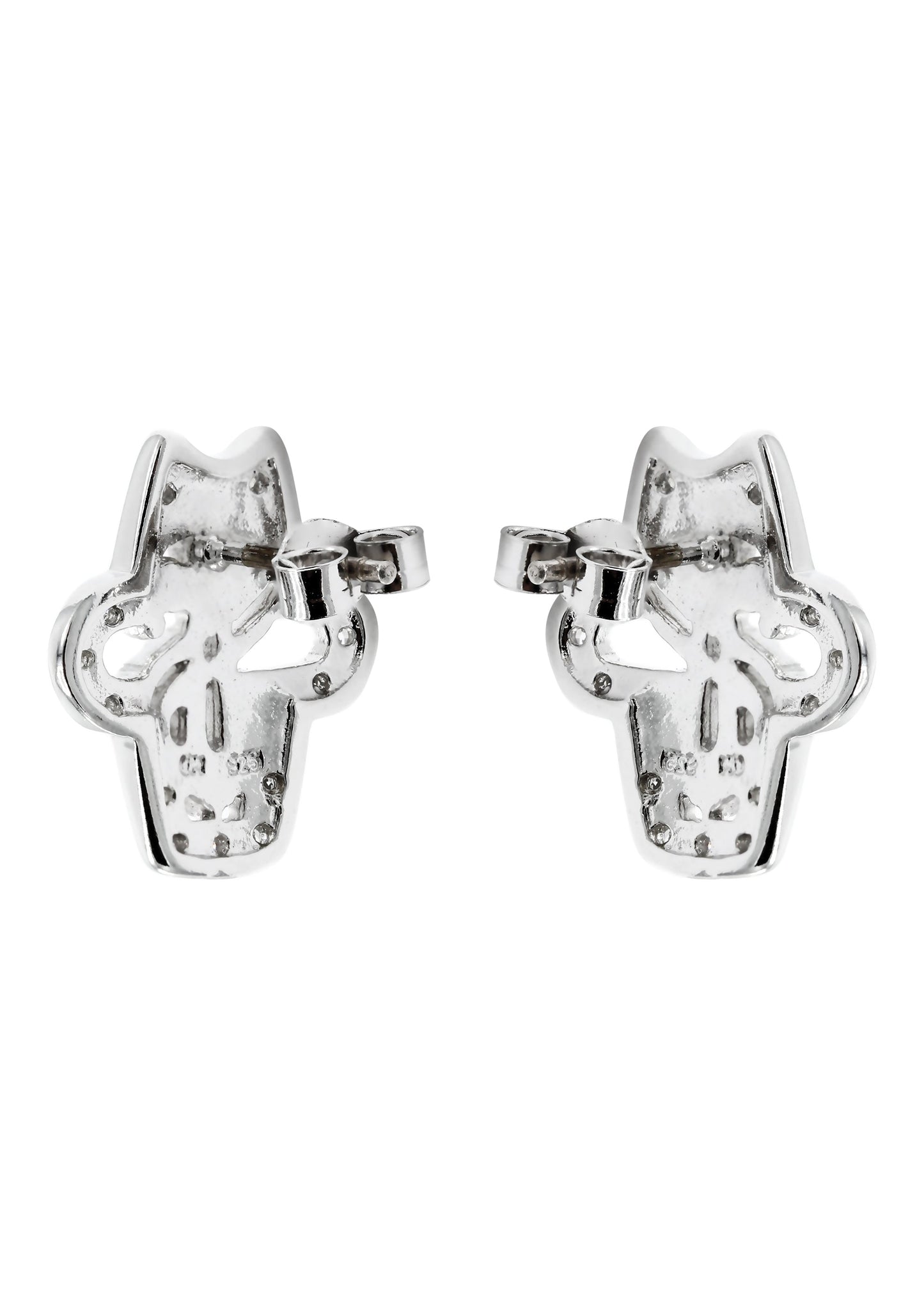 Mens Jewelry - Silver Dollar Sign Iced Out VVS Stud Earrings for Men | Appx. 5.6 Grams