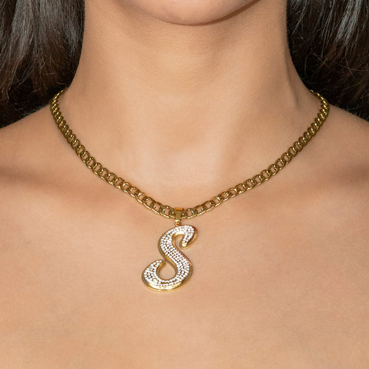 Women Jewelry - Initial Iced Out VVS Necklace | Style # 47