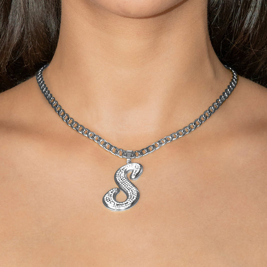 Women Jewelry - White Gold Initial Iced Out VVS Necklace | Style # 47