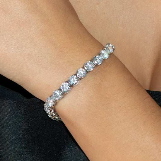 Gold Jewelry - Womens 14K White Gold Iced Out VVS Tennis Bracelet