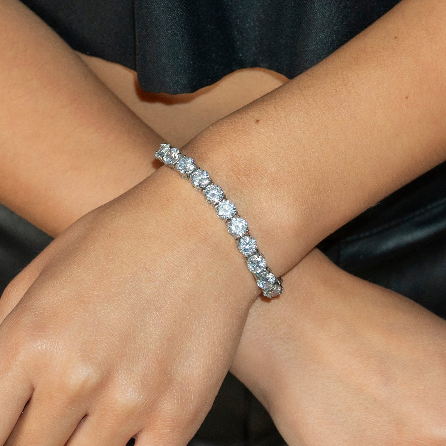 Gold Jewelry - Womens 14K White Gold Iced Out VVS Tennis Bracelet