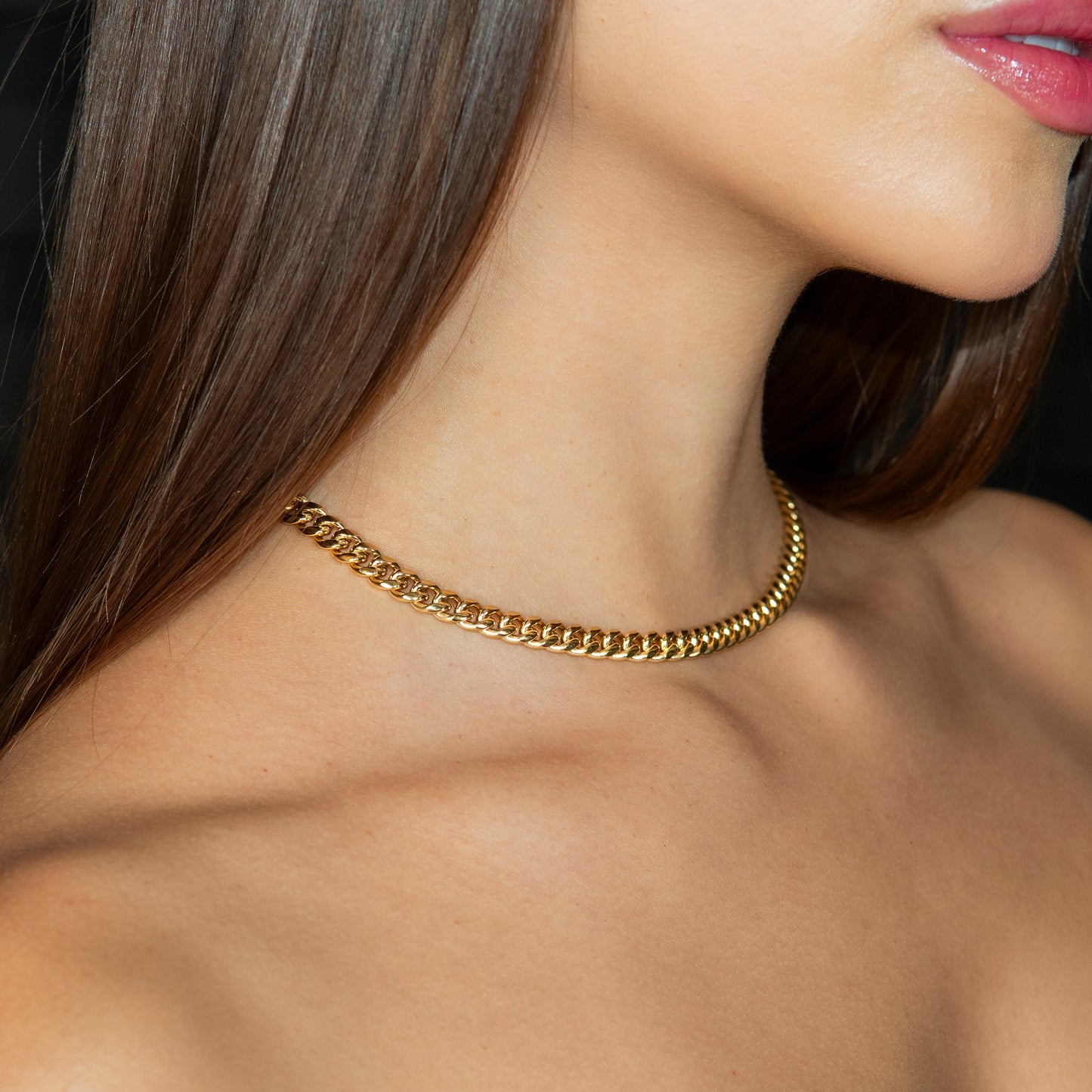 Gold Jewelry - Womens 14K Gold Chain Solid Miami Cuban Link