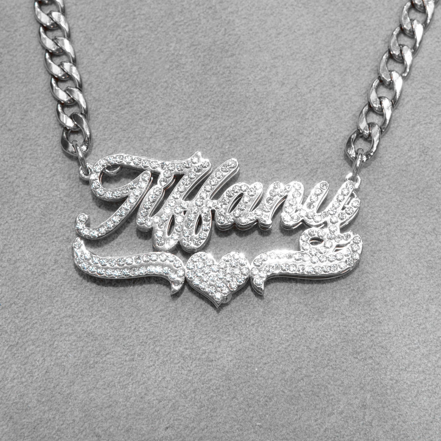 Women Jewelry - White Gold Iced Out VVS Name Necklace | Style # N35