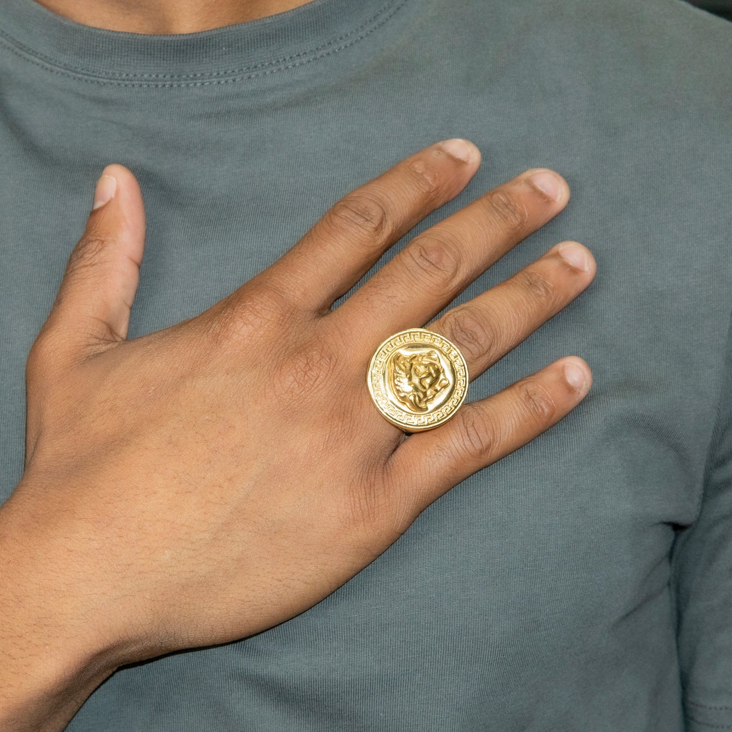 Mens Jewelry - Medusa Gold Pinky Ring | 27 Grams