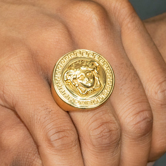 Mens Jewelry - Medusa Gold Pinky Ring | 27 Grams