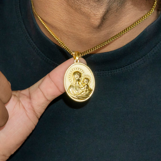 Mens Jewelry - 14K Gold Virgin Mary Necklace | Appx. 11 Grams