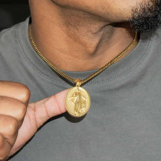 Mens Jewelry - 14K Gold Jesus Necklace | Appx. 11 Grams