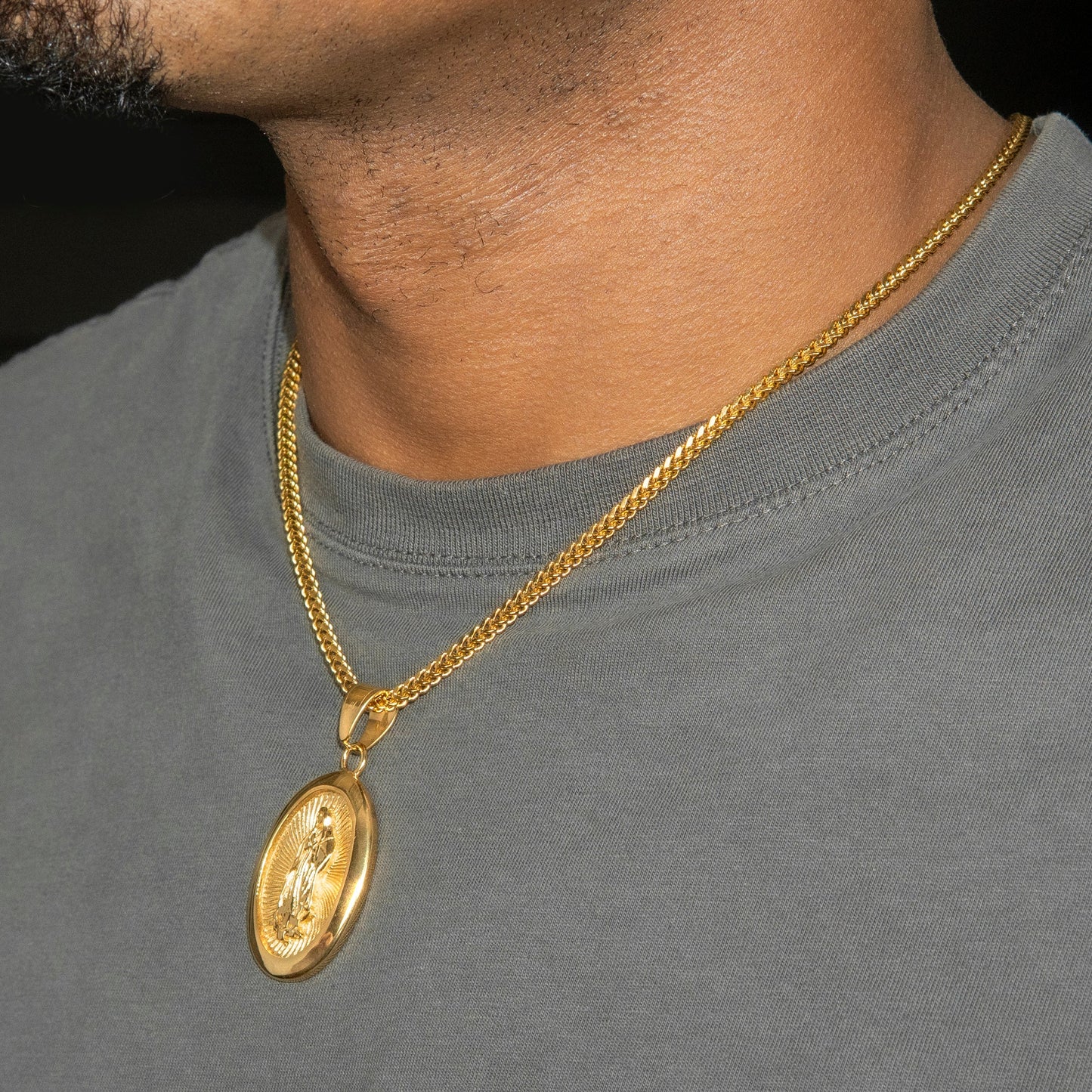 Mens Jewelry - 14K Gold Virgin Mary Necklace | Appx. 16 Grams