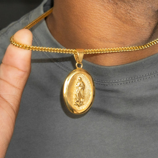 Mens Jewelry - 14K Gold Virgin Mary Necklace | Appx. 16 Grams